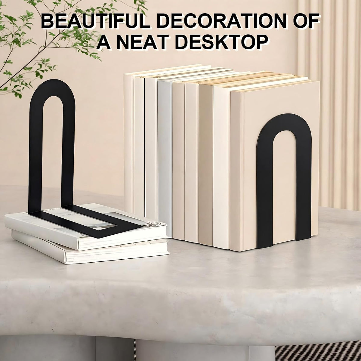 Chunful 8 Pcs Black Metal BookEnds Shelves, 7.5 x 5.75 x 3.5 in