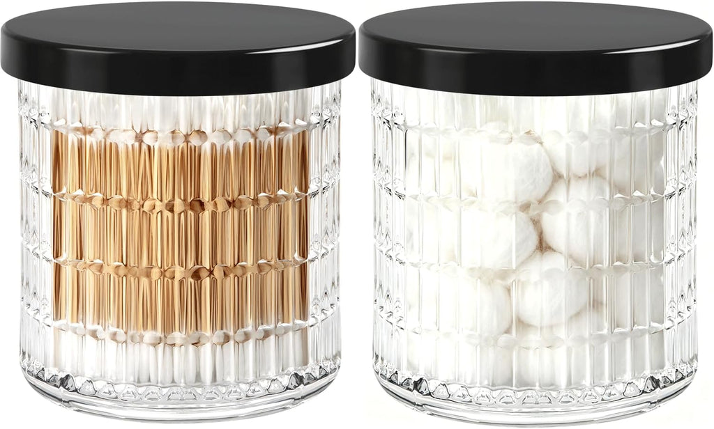 Clear Thick Glass Bathroom Qtip Holder, 2 Pack