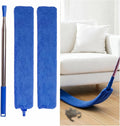 Retractable Gap Dust Cleaner Under Appliance Cleaning Tool, Flat Duster for Under Refrigerator Fridge Stove Couch Bed, Skinny Thin Duster for Tight Spaces (Blue)