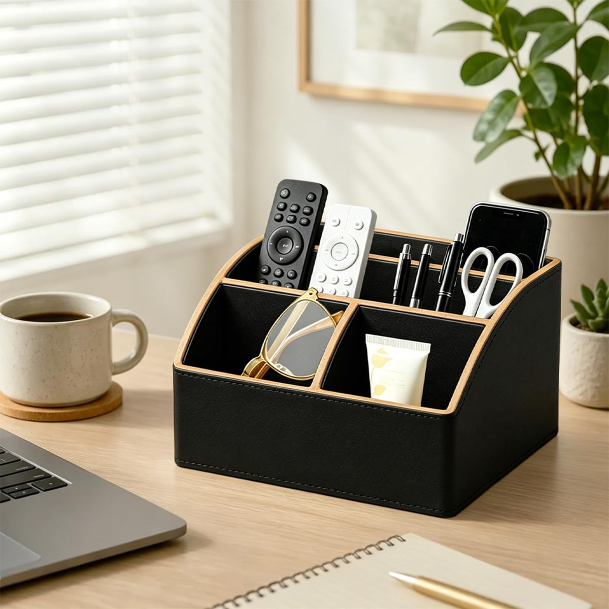 TV Remote Control Holder, Pen/Pencil Caddy, Bedside Table Desktop Organizer