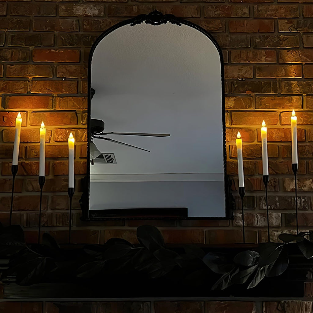 5plots Real Wax Flameless Taper Candles, 9.6 Inches Led Candlesticks with 3D Wick, Flickering Flame Battery Operated Candles for Wedding Christmas Decor, 6Pcs
