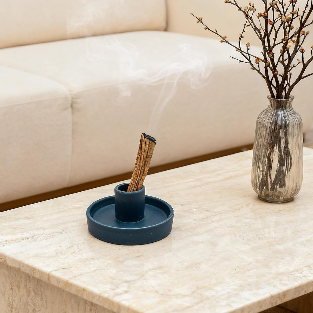 Palo Santo Holder, Ceramic Incense Stick Holder, Sage Holder for Yoga, Meditation, and Energy Cleansing, Unique Ceramic Incense Holder Gift for Palo Santo Sticks (Blue)