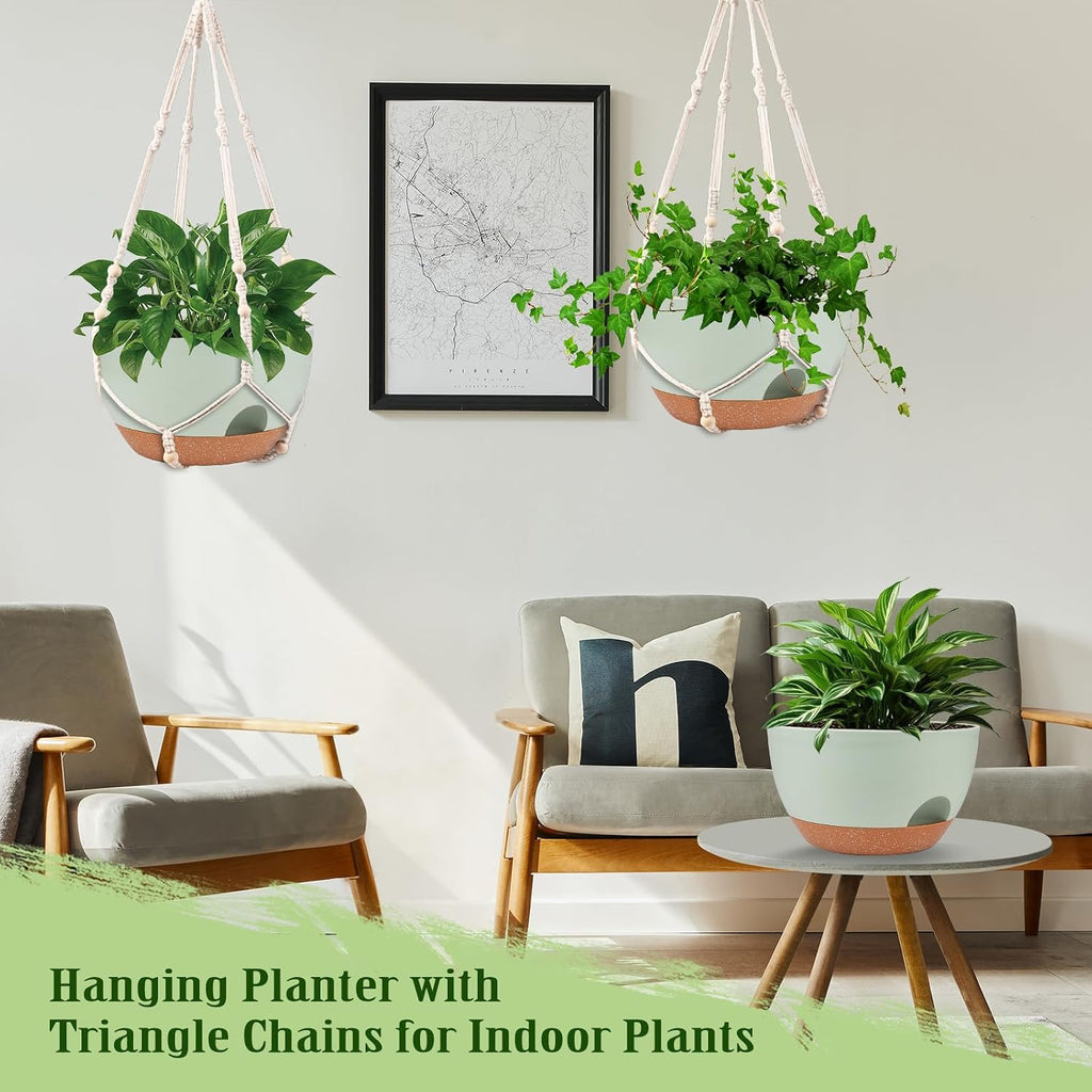 2 Pack 12 Inch Self Watering Hanging Planters for Indoor Outdoor Plants
