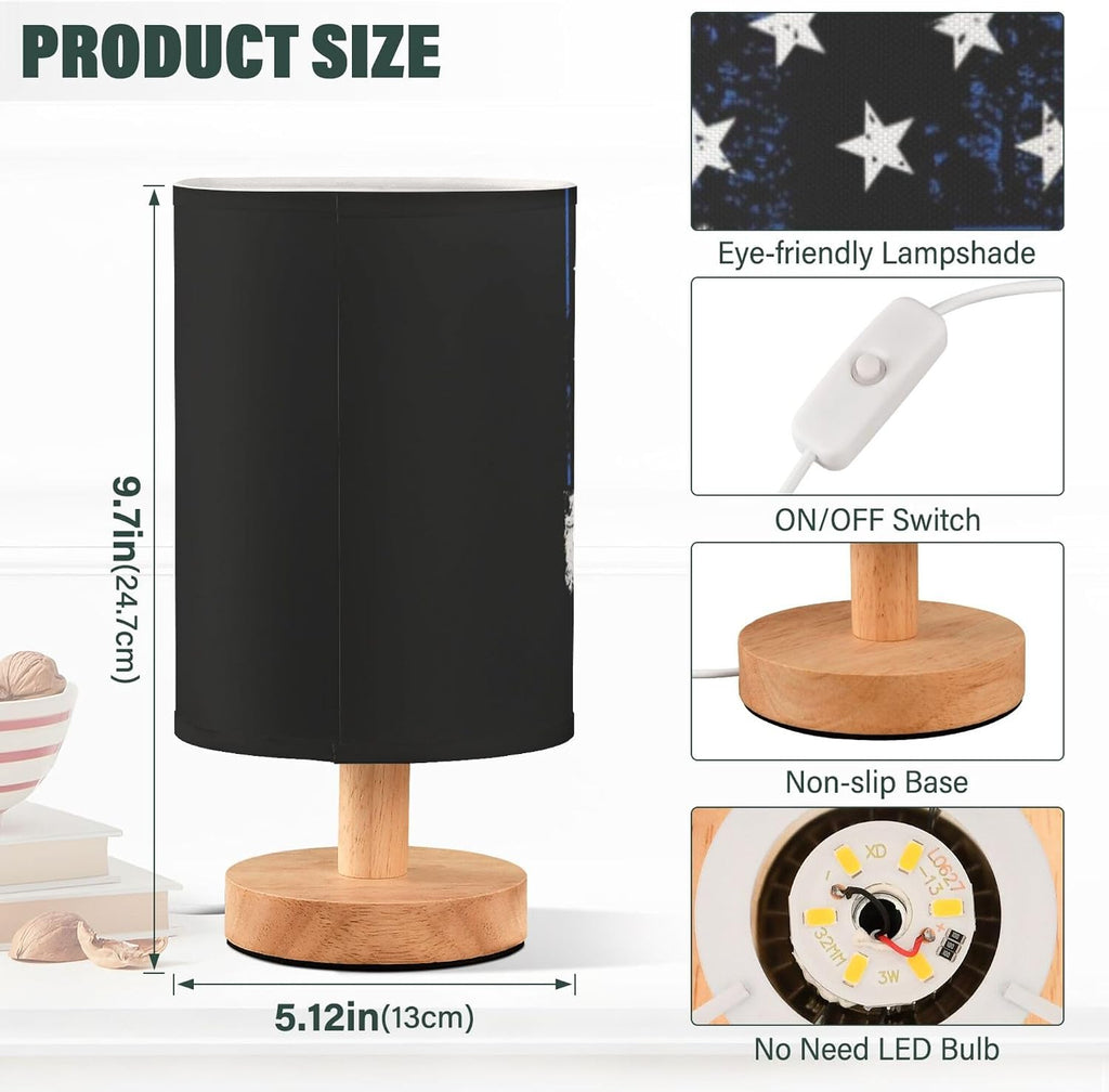 Traditional Police Officer Flag LED Table Lamp with USB Port Night Light Bedroom Lamps for Nightstand Living Room Dorm Home Office Desk