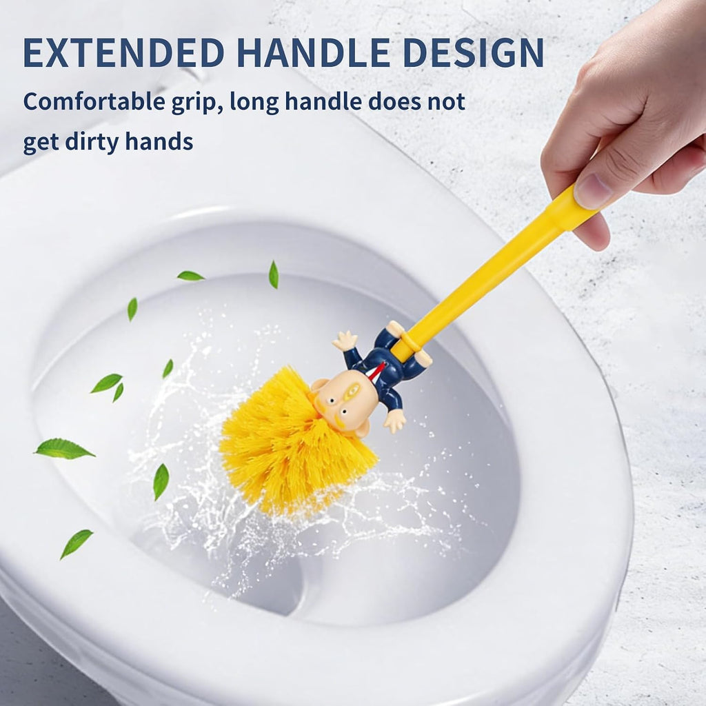 2PCS Funny Trump Toilet Brush with Adhesive Hooks, Prank Toilet Brush Cleaner Scubber, Make Toilet Great Again, Anti Trump Gag Gift for Bathroom Decor, Housewarming, White Elephant Party (2pcs-2)