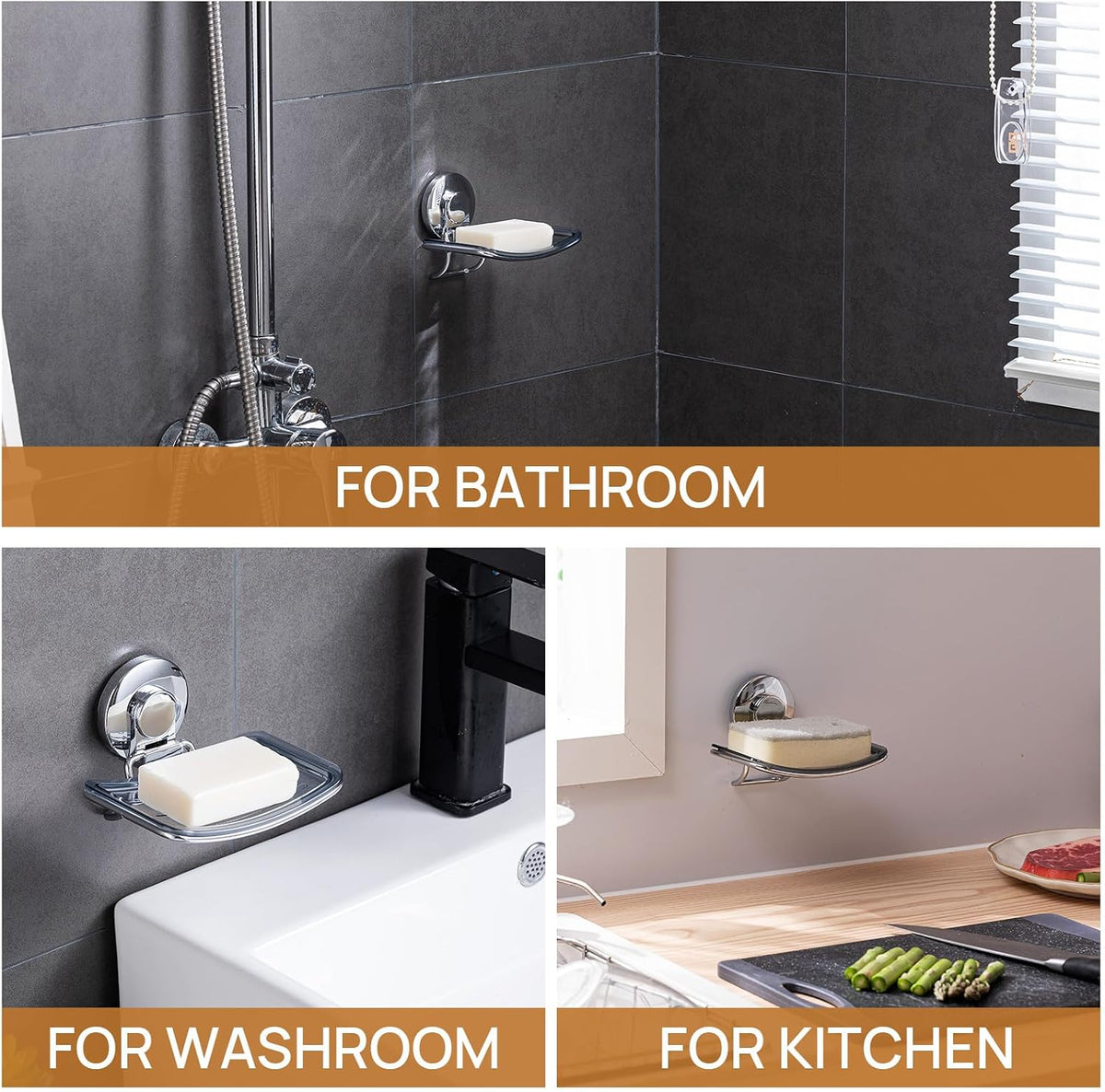 LEVERLOC Soap Holder, Soap Dish for Shower, Suction Cup Bar Soap Holder