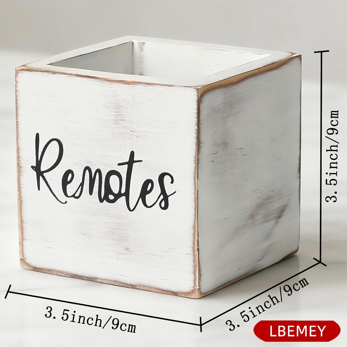 LBEMEY Wood Remote Control Holder, TV Remote Control Organizer for Home Bedroom Table, Multi-Purpose Desktop Storage (Retro White, S,for 2 or 3 Remote Controls)