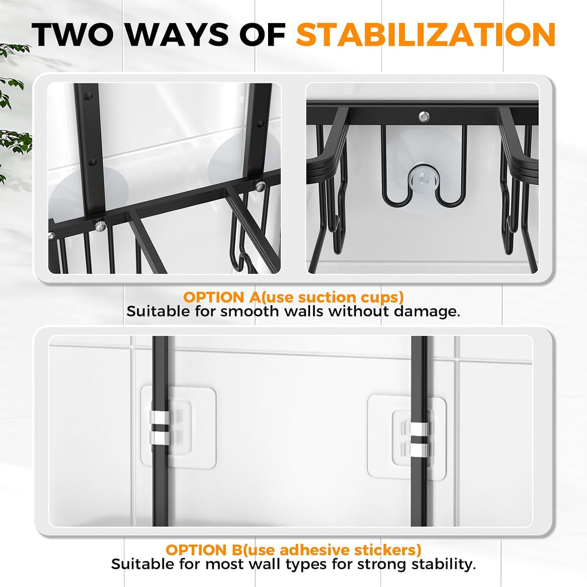 Adjustable Aluminum Shower Caddy Hanging for Handheld Showerhead, Black