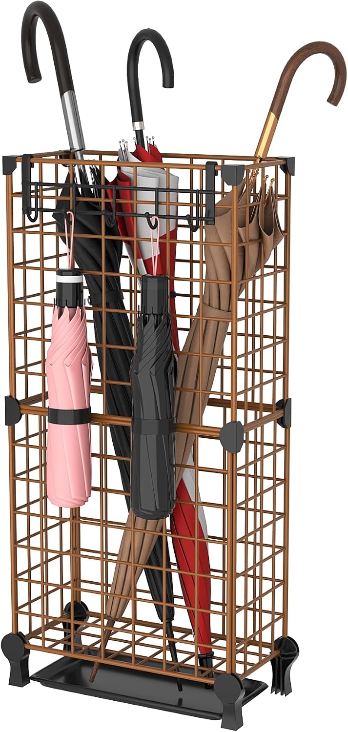 AWTATOS Umbrella Holder Entryway, Umbrella Stand Freestanding, Brown