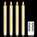 LED Flameless Taper Candles with Remote Timer,Ivory Battery Operated Flickering Window Candles,Pack of 4 Real Wax Warm Fire 3D-Wick Flameless Candlesticks,Home Wedding Decor(0.78" x 9.64")
