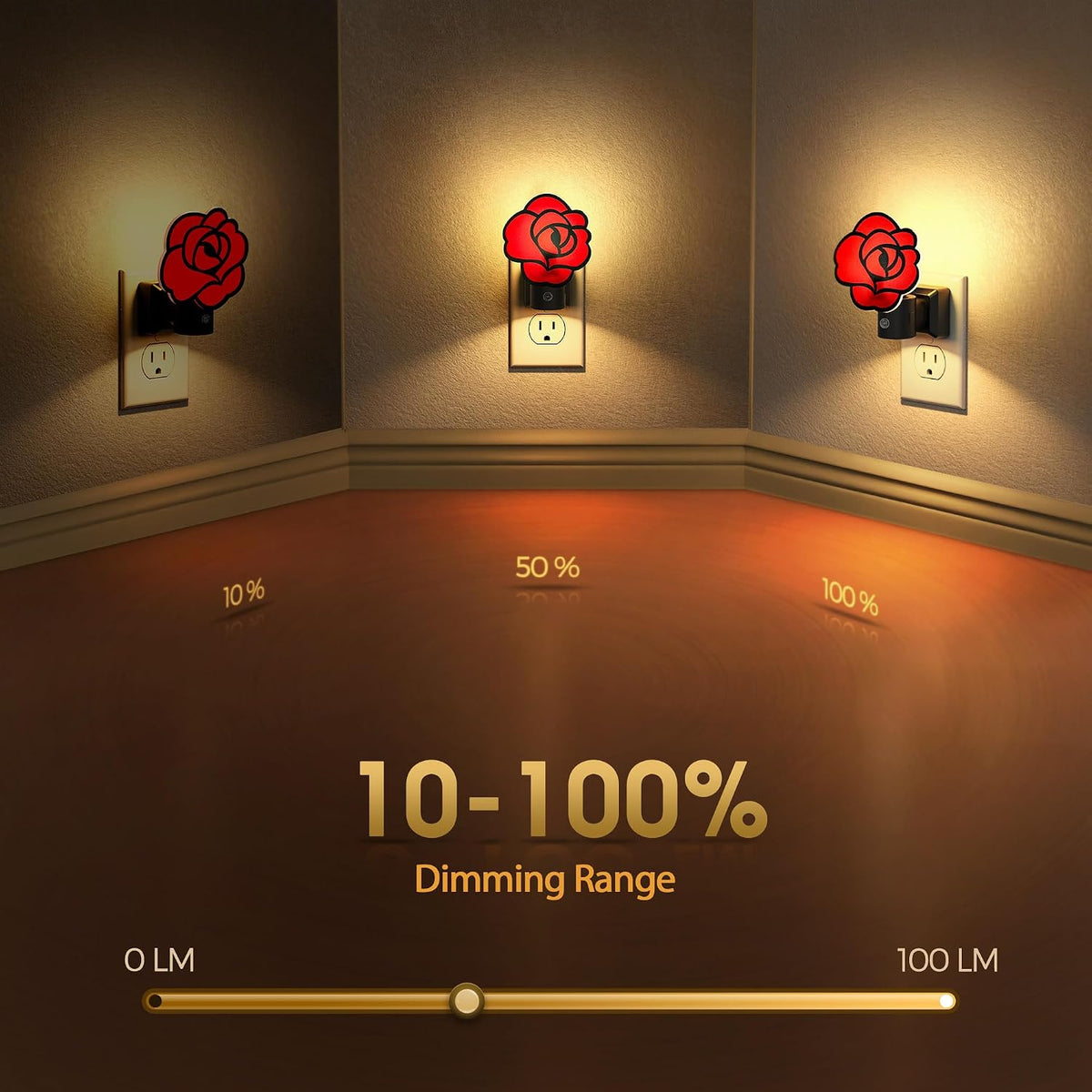 Briignite Flower Night Light, Rose Night Lights Plug into Wall Dimmable