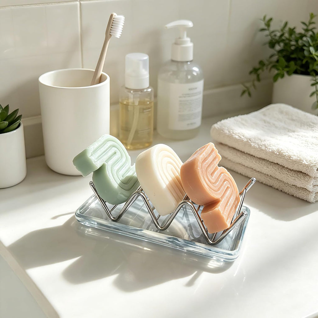 Ceramic Soap Dish, Shower Bar Soap Holder, Soap Dish Tray