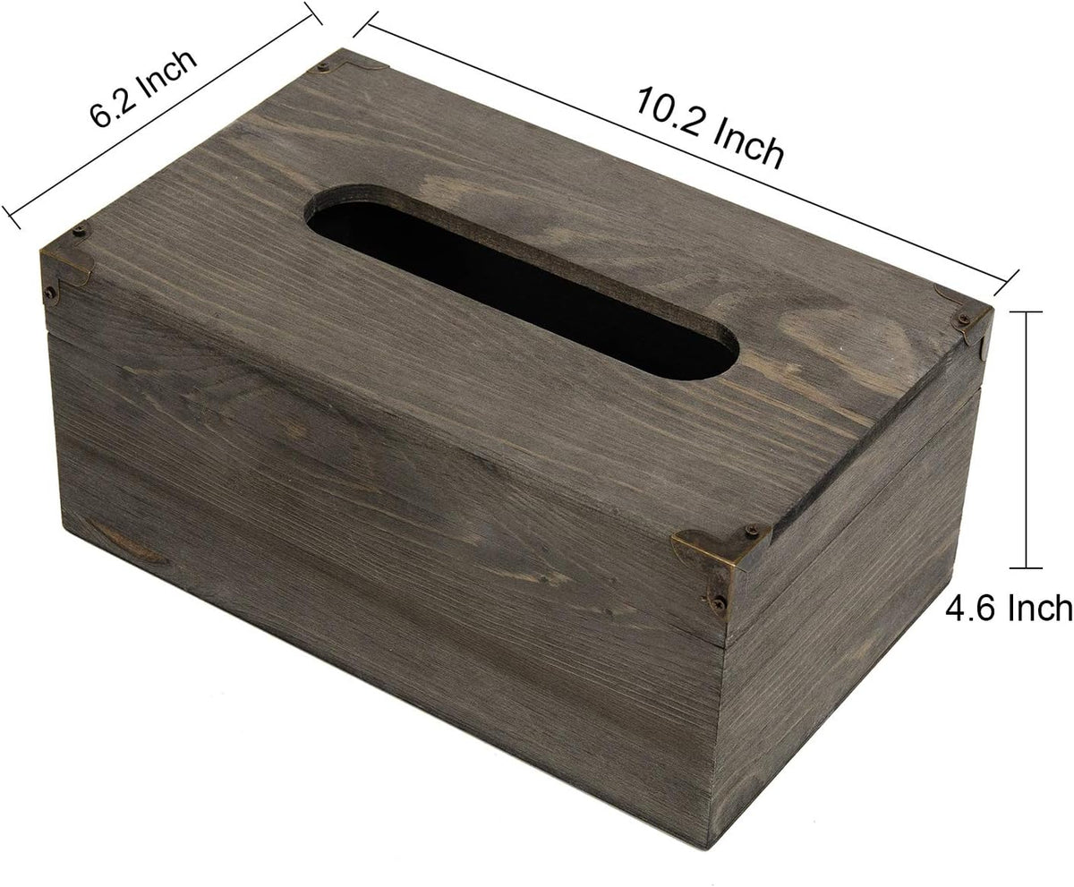 Distressed Wooden Rustic Facial Tissue Box Holder Tissue Box Cover Napkin Dispenser for Bathroom Living Room Dining Room Bedroom Toilet (Grey)