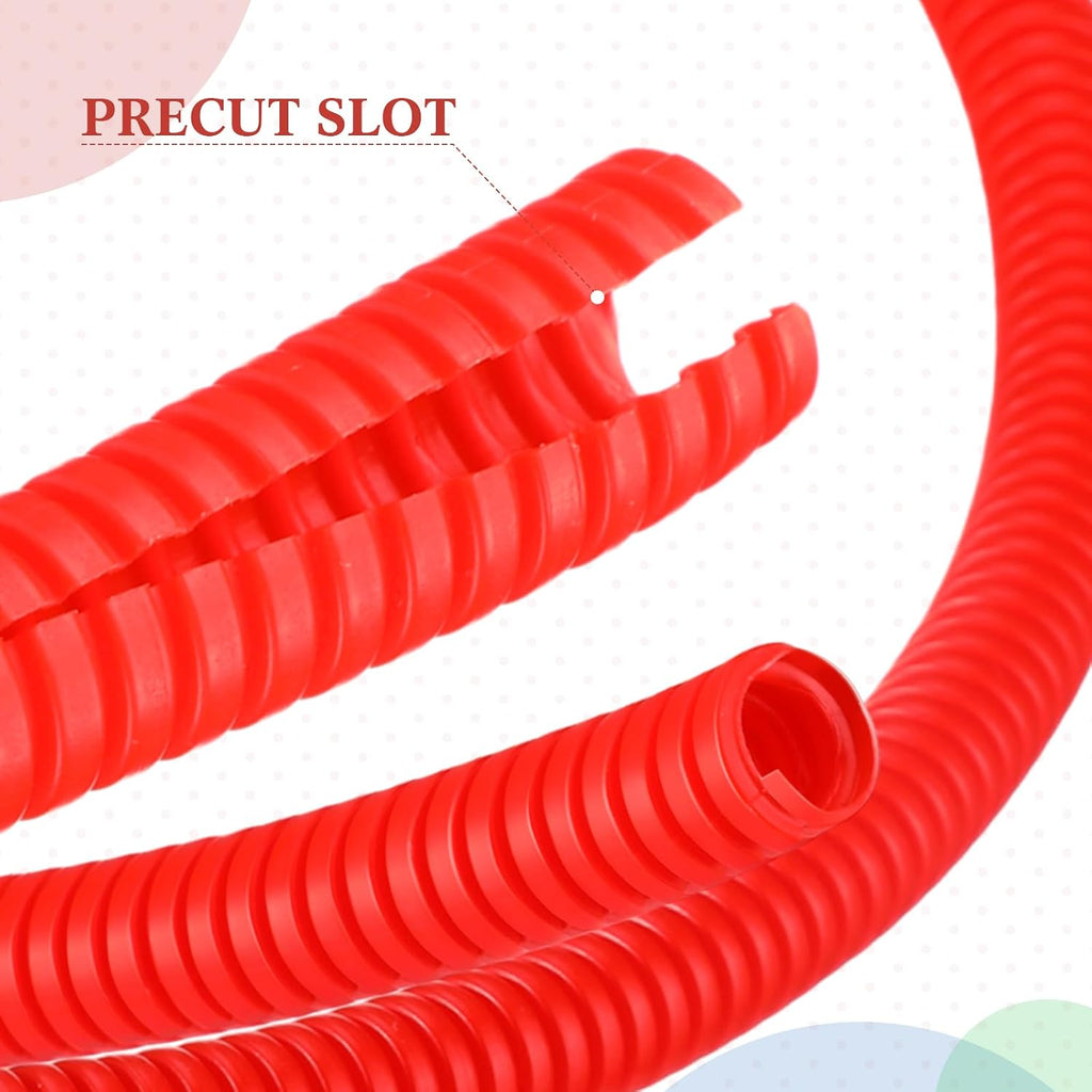 1/4 Inch x 24.6 ft Wire Loom Split Tubing Guard Plastic Convoluted Flex Electric Wire Cord Protectors from Pets No Chew(Red)