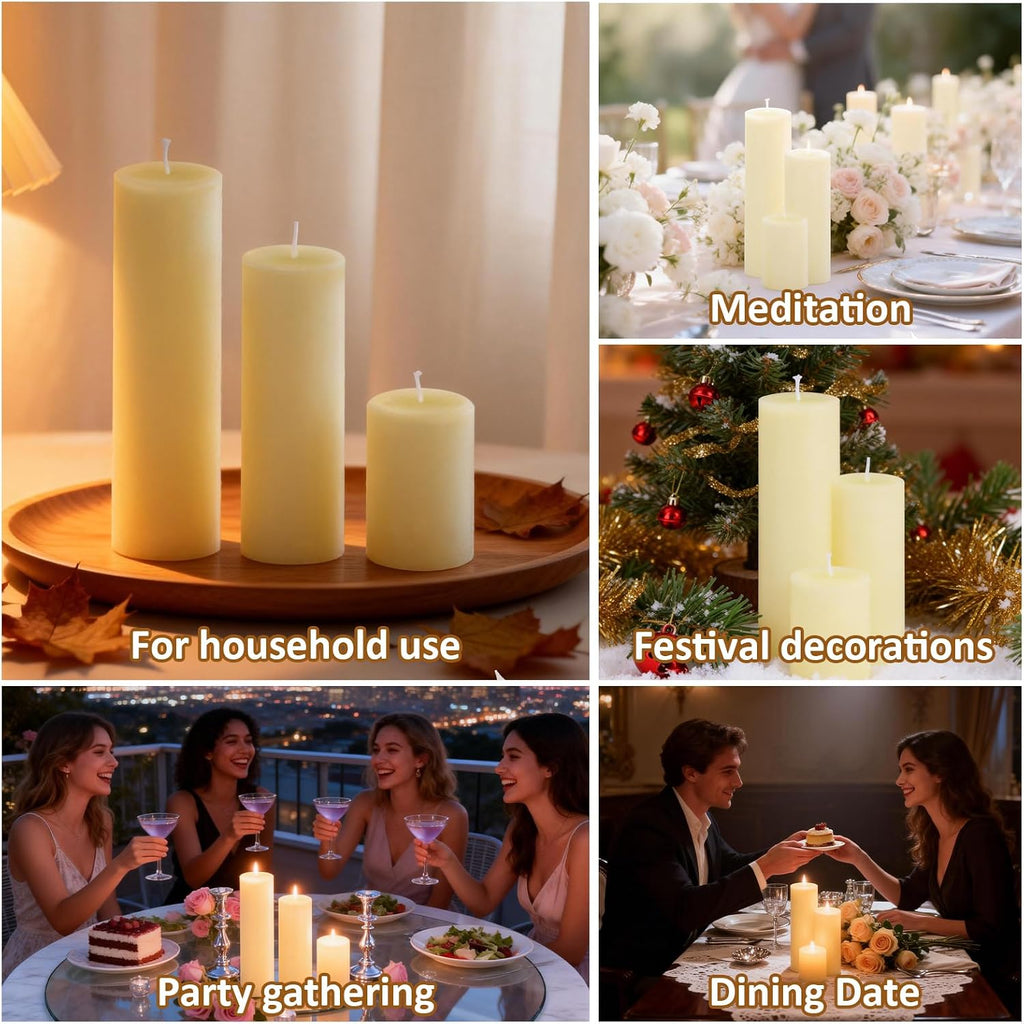 48-Pack Ivory Unscented Pillar Candle Set