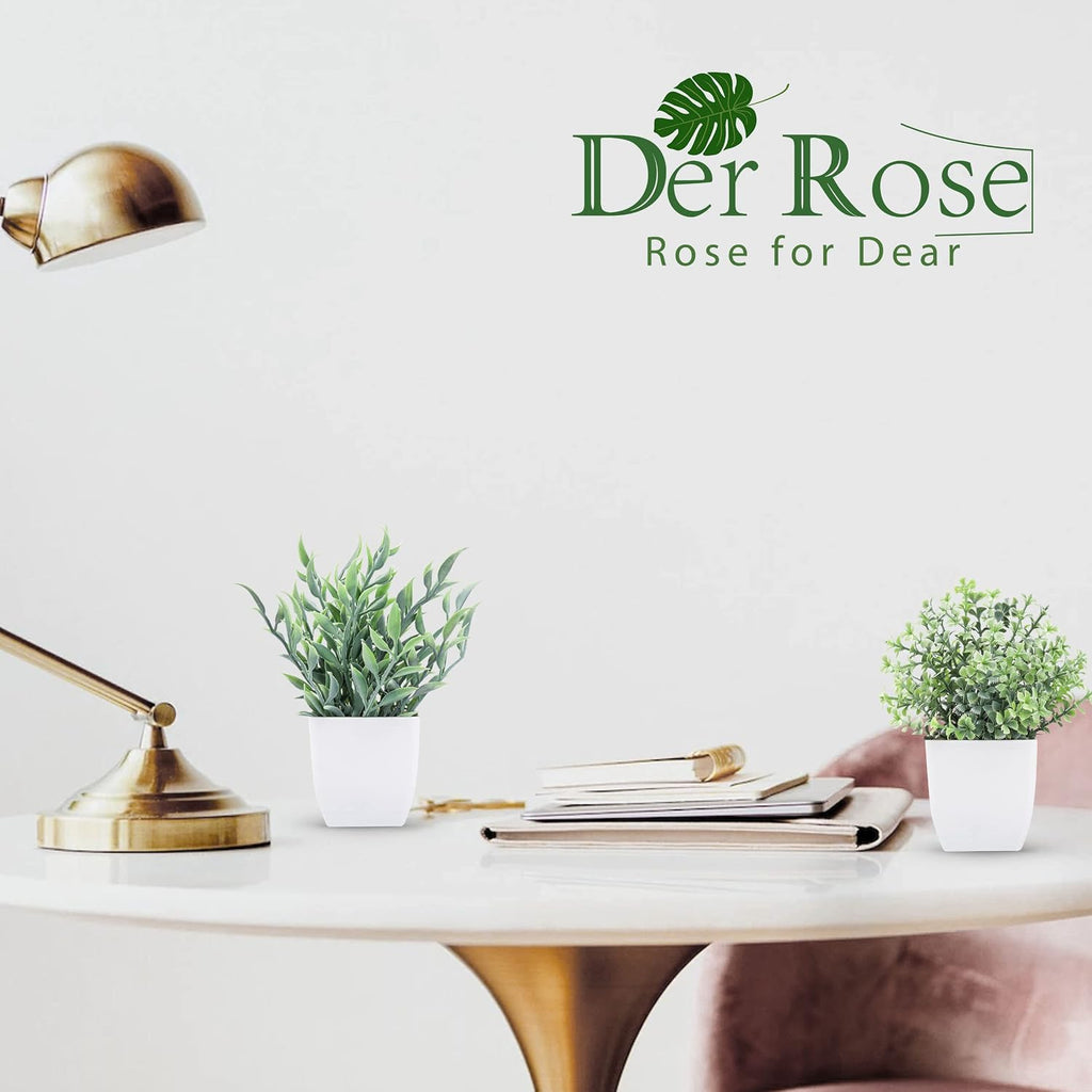 Der Rose 2 Pack Faux Plants Indoor Mini Plants for Desk Decor