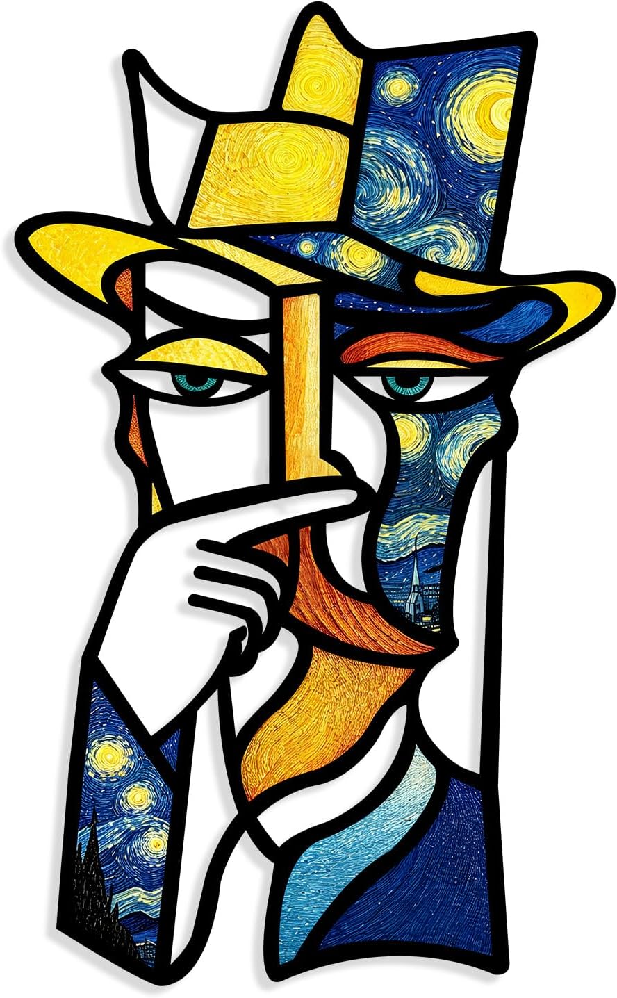 Kercan Bathroom Wall Decor, 14.1 x 8.6 Inch Abstract Metal Face Wall Art