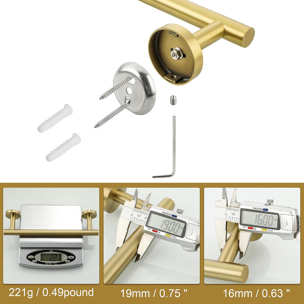 Sayayo Brushed Gold Hand Towel Holder for Bathroom Wall, 9 Inch Towel Bar