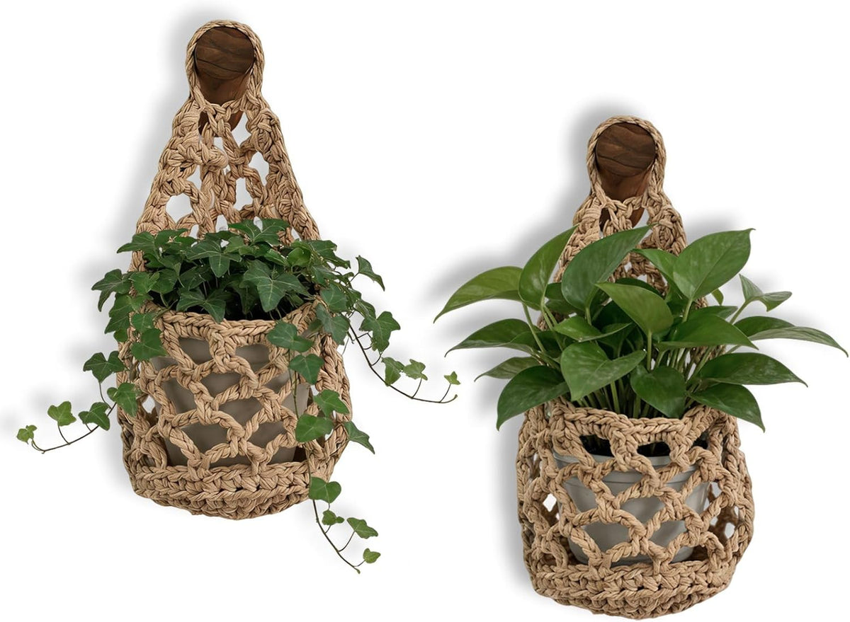 Macrame Plant Hanger Set of 2, Boho Wall Hanging Planter for up to 6" Pots