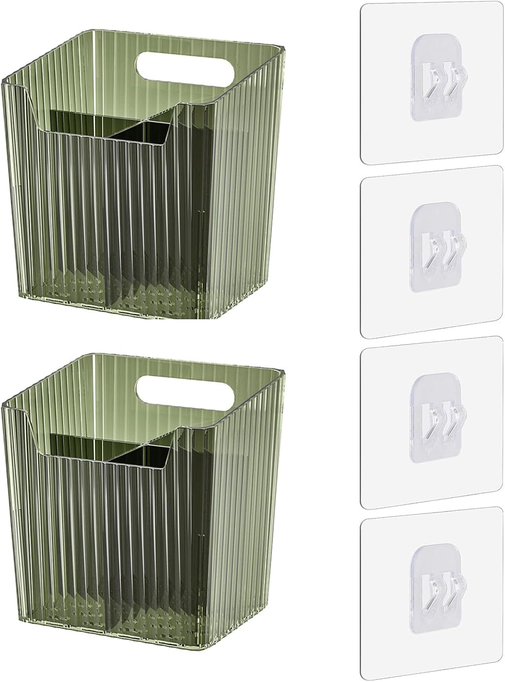 Lae Nuvole 2Pcs Storage Organizer Bins, Wall Mount Toothbrush Holder, Green