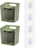 Lae Nuvole 2Pcs Storage Organizer Bins, Wall Mount Toothbrush Holder, Green