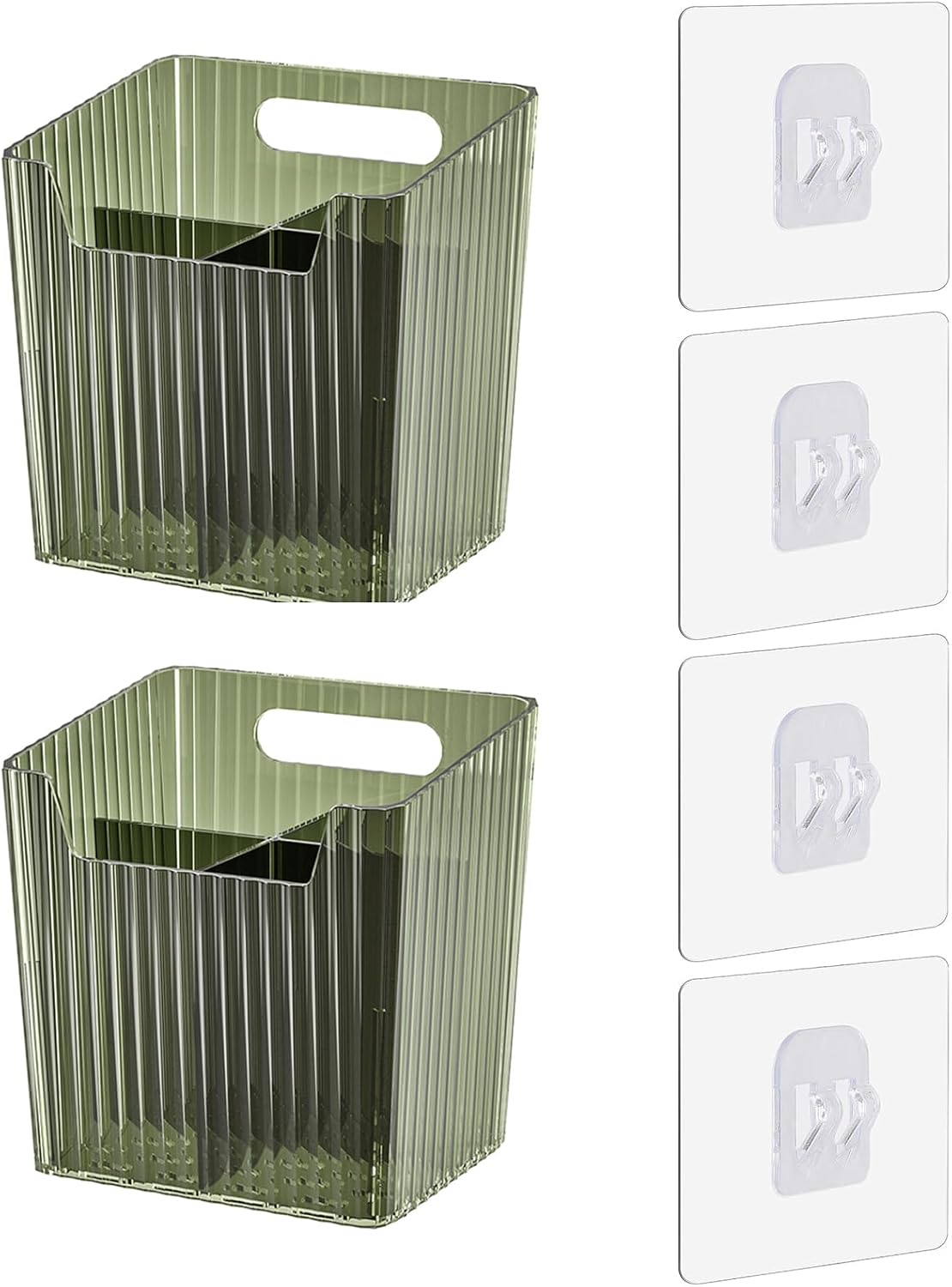 Lae Nuvole 2Pcs Storage Organizer Bins, Wall Mount Toothbrush Holder, Green