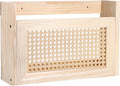 BTSKY Wooden Hanging Magazine Rack, Wall Mounted Magazine Holder Modern Rattan Hollow-out Design Mail Organizer, Assembly File Holder Letter Holder Wall Rack for Home & Office - 15x4x9.9 Inch