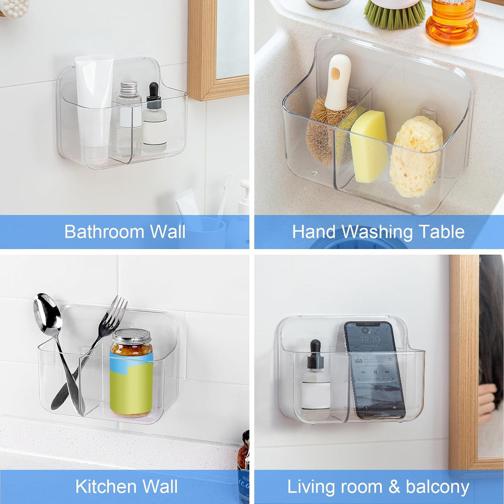 Diesisa Wall Mount Organizer, Adhesive Shelf, 2 Compartments Wall Shelves