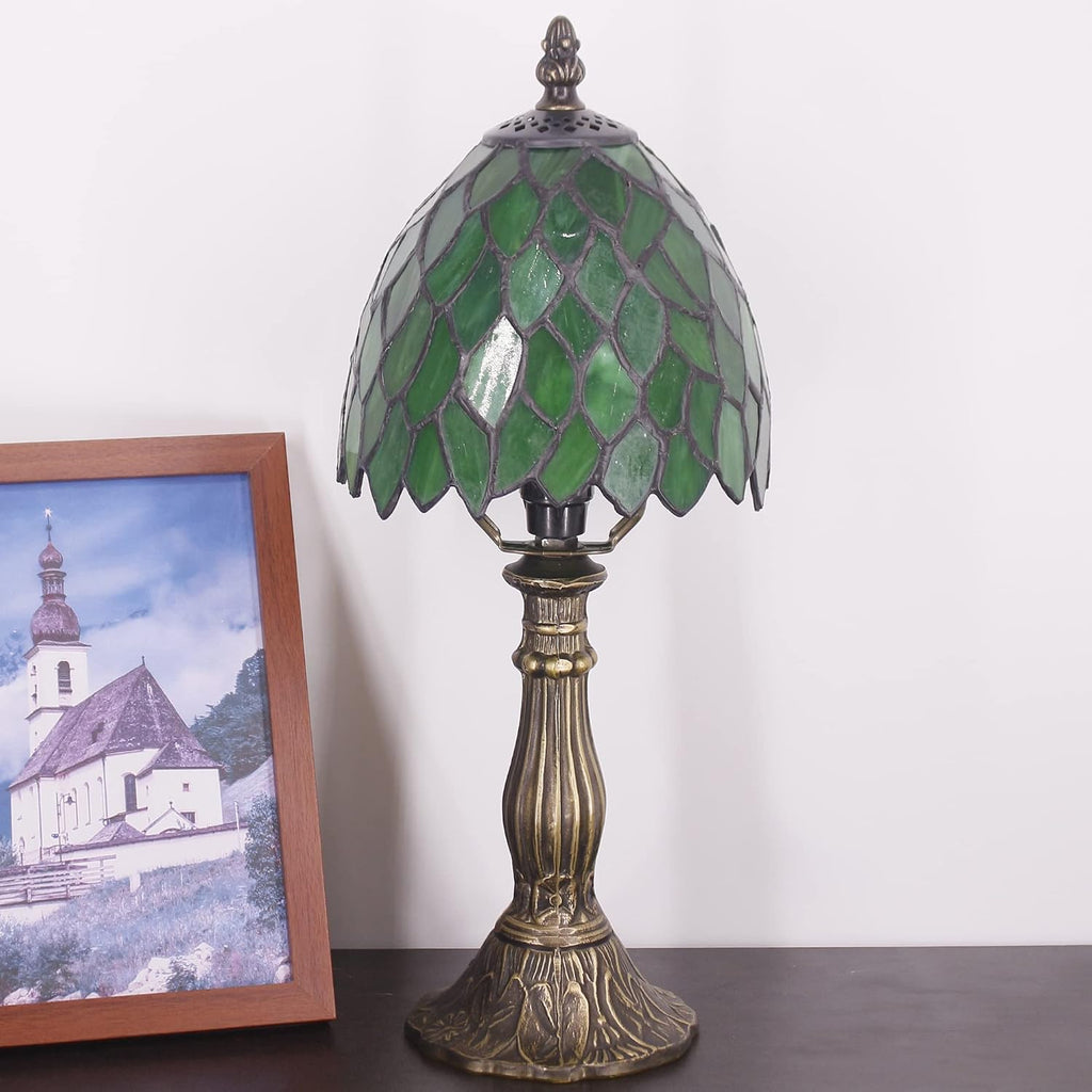 Small Tiffany Lamp Mini Accent Table Lamp Green Wisteria Leaves Style