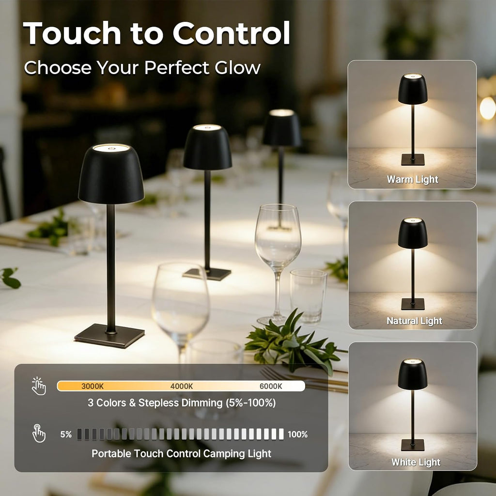 Cordless Table Lamps Rechargeable 9-12Hrs Use 5200mAh Battery