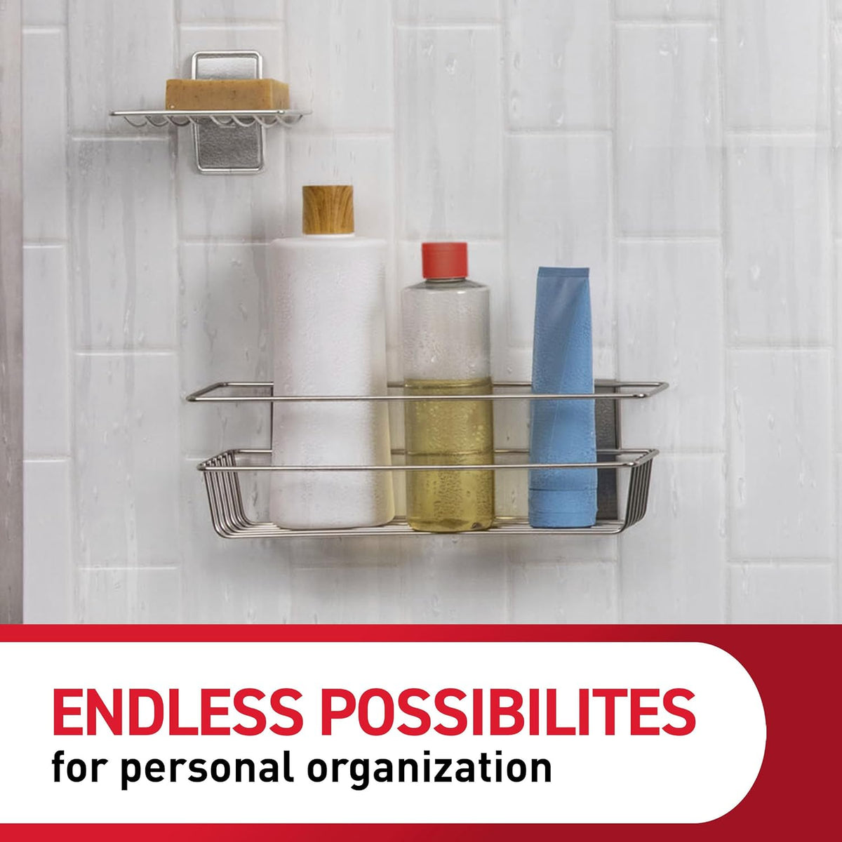 Command Shower Caddy, 1 Caddy, 4 Large Strips