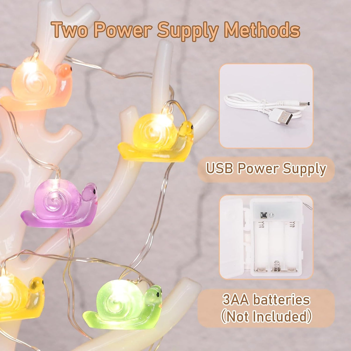 Impress Life Snail String Lights, USB & Battery Operated Fairy Lights