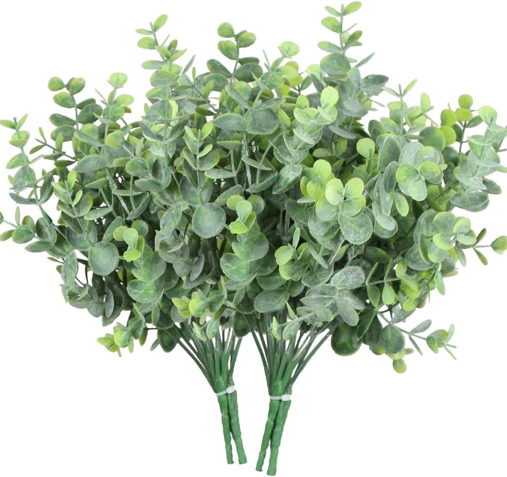 6Pcs Artificial Eucalyptus Stems Outdoor Plants Farmhouse Plastic Greenery