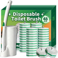 Disposable Toilet Brush, Toilet Bowl Cleaning System with 48 Count Wand Refills, Clean Brush Starter Kit with 1 Wand, 1 Storage Caddy and 1 wall Sticker (White)