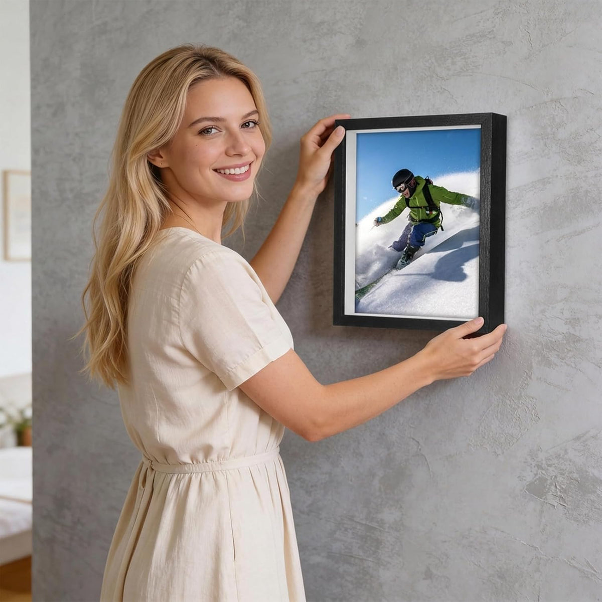4 Shadow Box Frames, 8x10 inch Wood 3D Picture Frame Display Cases