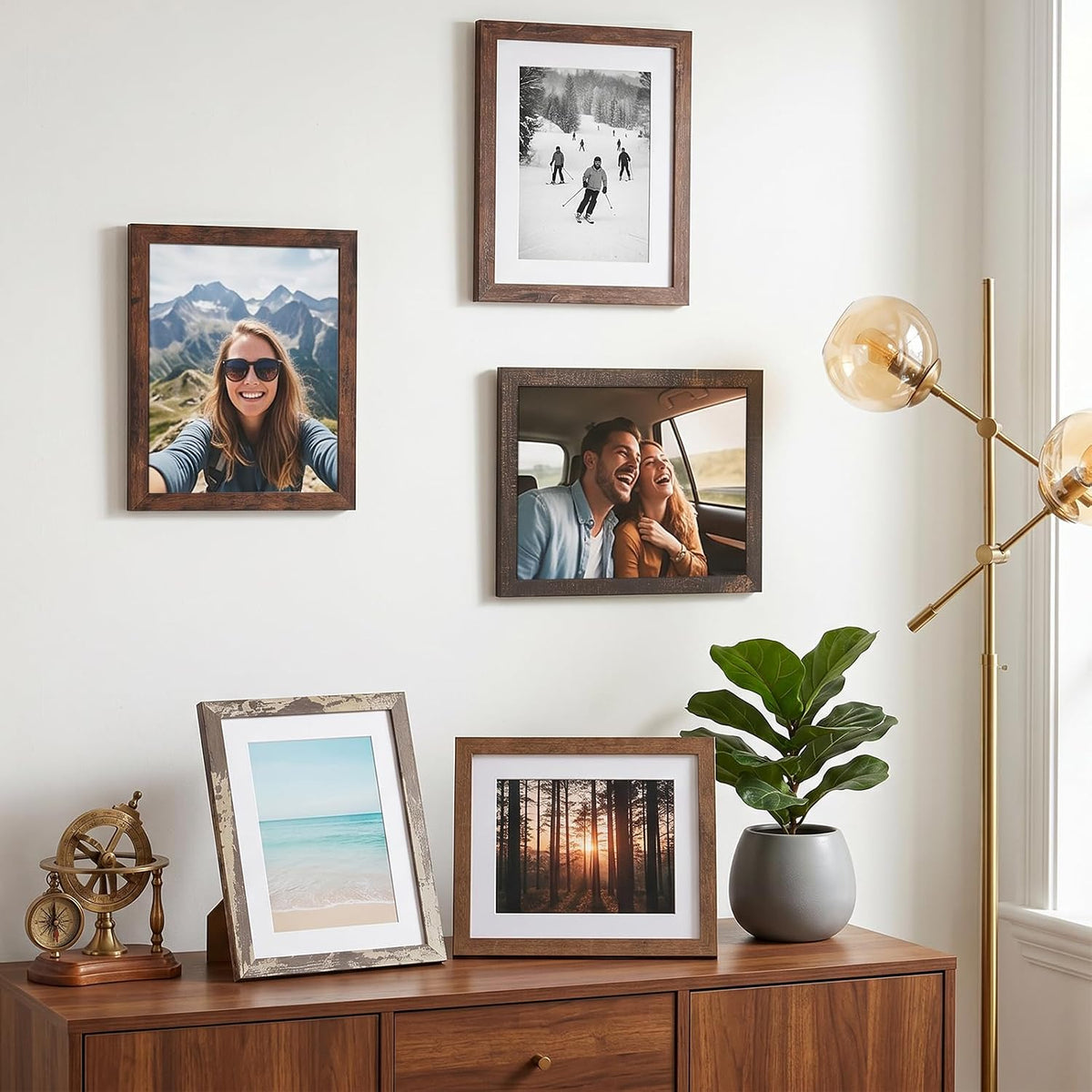 Fixwal 8x10 Picture Frames Set of 5 with Tempered Glass, Vintage Distressed