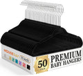 HOUSE DAY 11 Inch Velvet Baby Hangers, Premium Kids Hangers Black 50 Pack