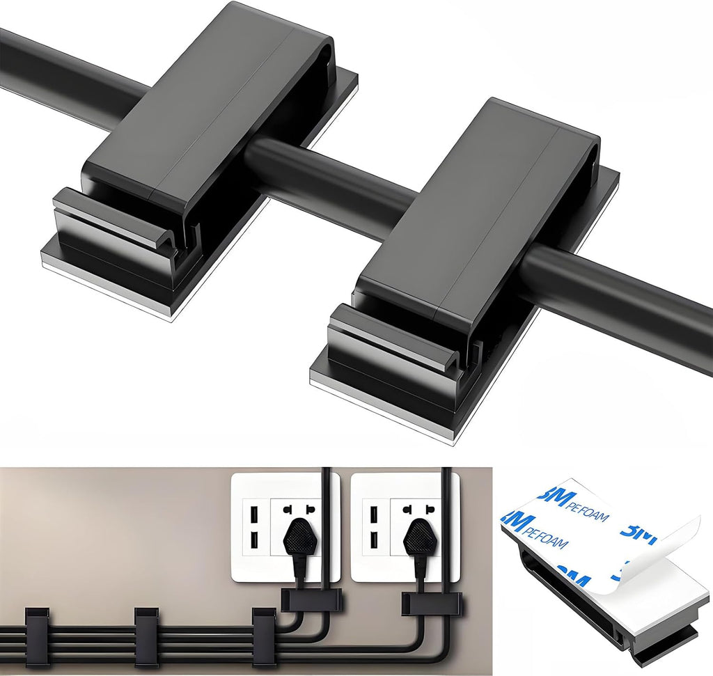 for Desk Under Table Wire Management Adhesive Cable Clips 29Pcs(Black).Used for Computer pc,tv,ethernet Wires Cable Management on Large Cable Hooks Organizer Clips