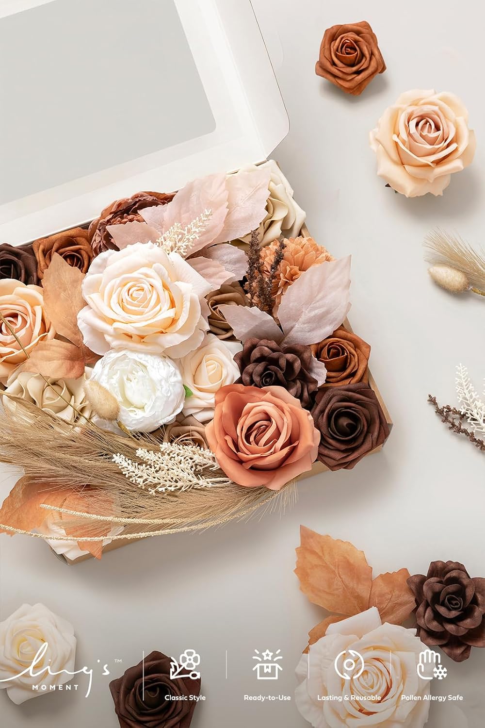 Ling's moment Artificial Wedding Fall Flowers Grand Combo, Boho & Sepia
