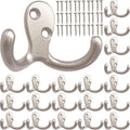 20 Pcs Coat Hooks Hardware Wall Hooks Heavy Duty Hooks for Hanging Coats Double No Rust Hook Wall Mounted for Key, Towel, Bags, Cup, Hat