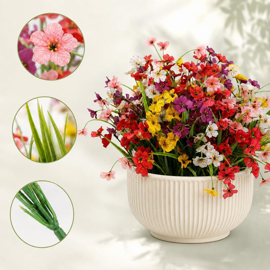 Artificial Fall Flowers 12 Pcs, Mixed Styles with Monkey Grass & Eucalyptus