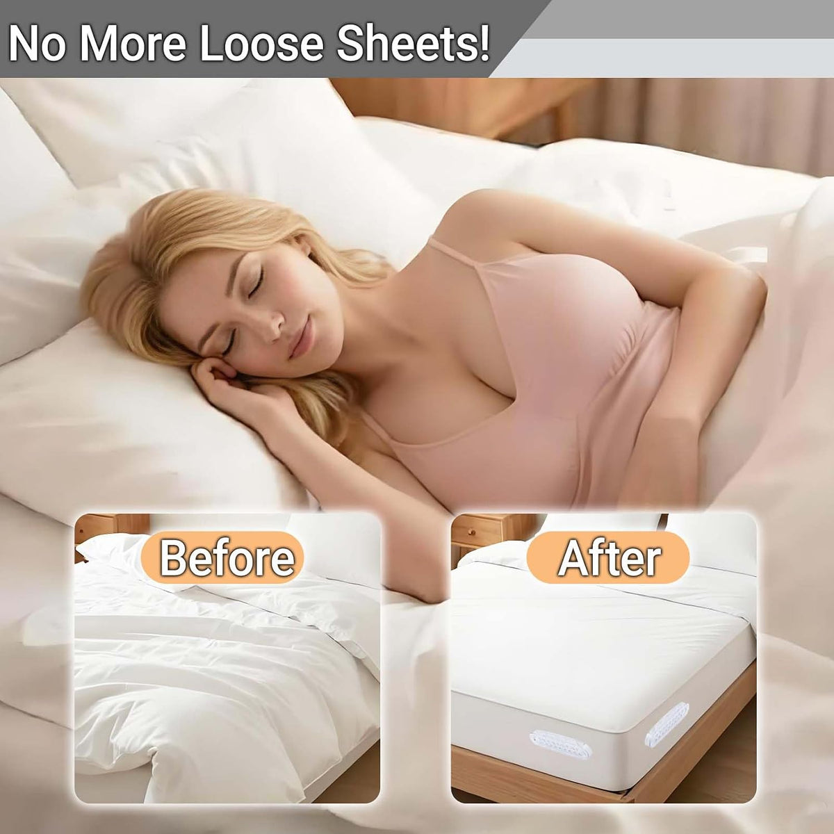 4Pcs Bed Sheet Holders for Corners, Heavy Duty Bed Lock Clips Keep Sheets Firm & Tight on Mattress, Non-Slip Grippers, Fitted Sheet Fastener, Universal Corner Holder for Home, White Plastic No Wrinkle