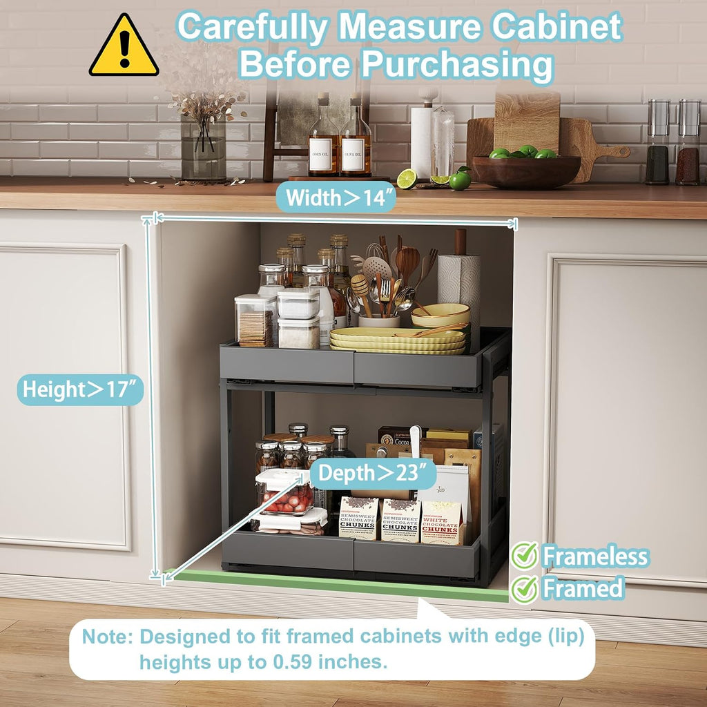 Golener 2-Tier Expandable Pull Out Cabinet Organizer, Cabinet Drawers, 21"D