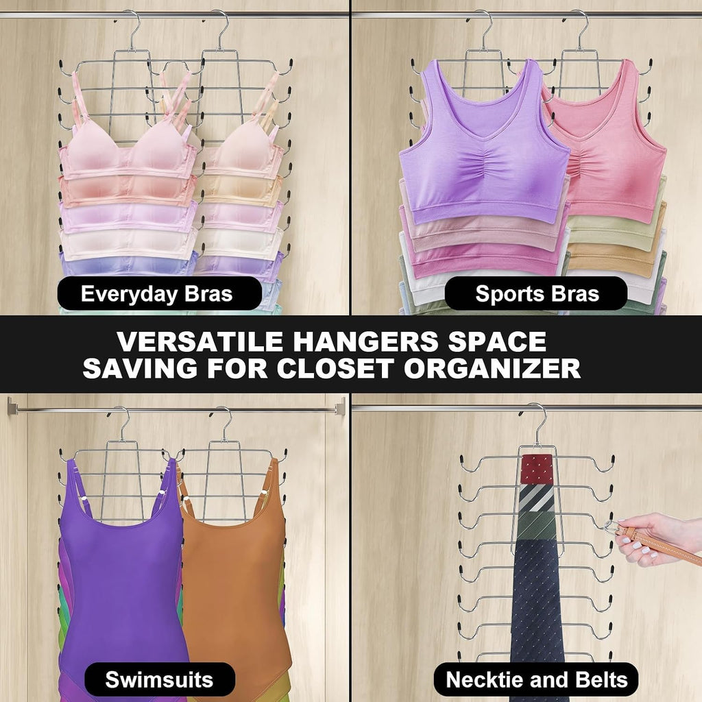 POZEAN Pants Hangers with Clips for Women, Adjustable Heavy Duty Skirt Hangers, Space Saving Non-Slip Shorts Jeans Trousers Clothes Hangers