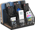 9-Slot Remote Control Holder, Farmhouse Remote Caddy, Brown+Black