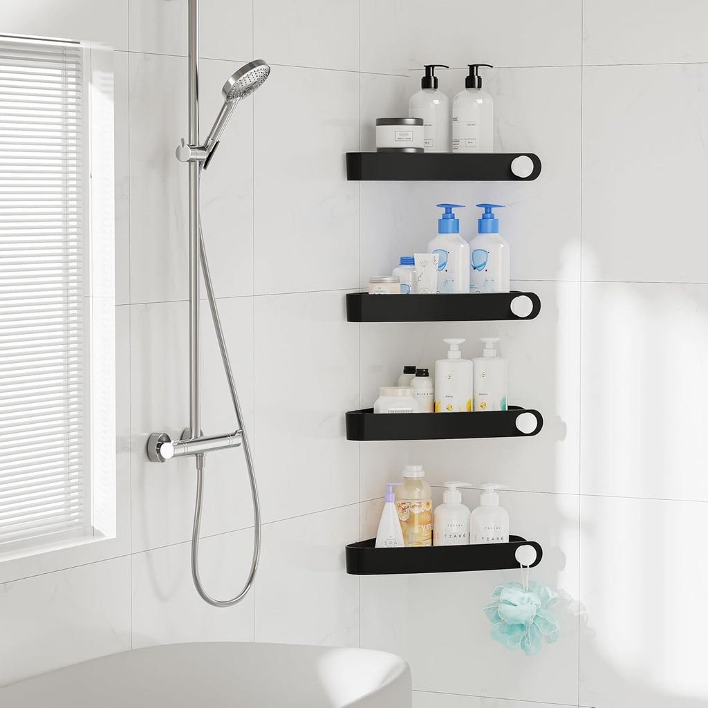 Sotfamily Plastic Shower Caddy Corner (for 90° Only), 4 Pack, Black