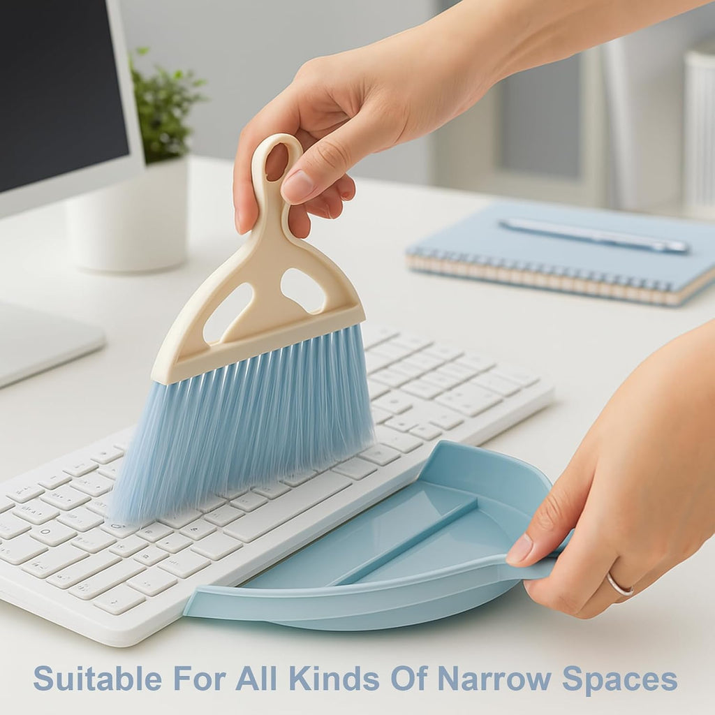 6 Pcs Small Dustpan and Brush Set, Portable Compact Mini Broom and Dust Pan