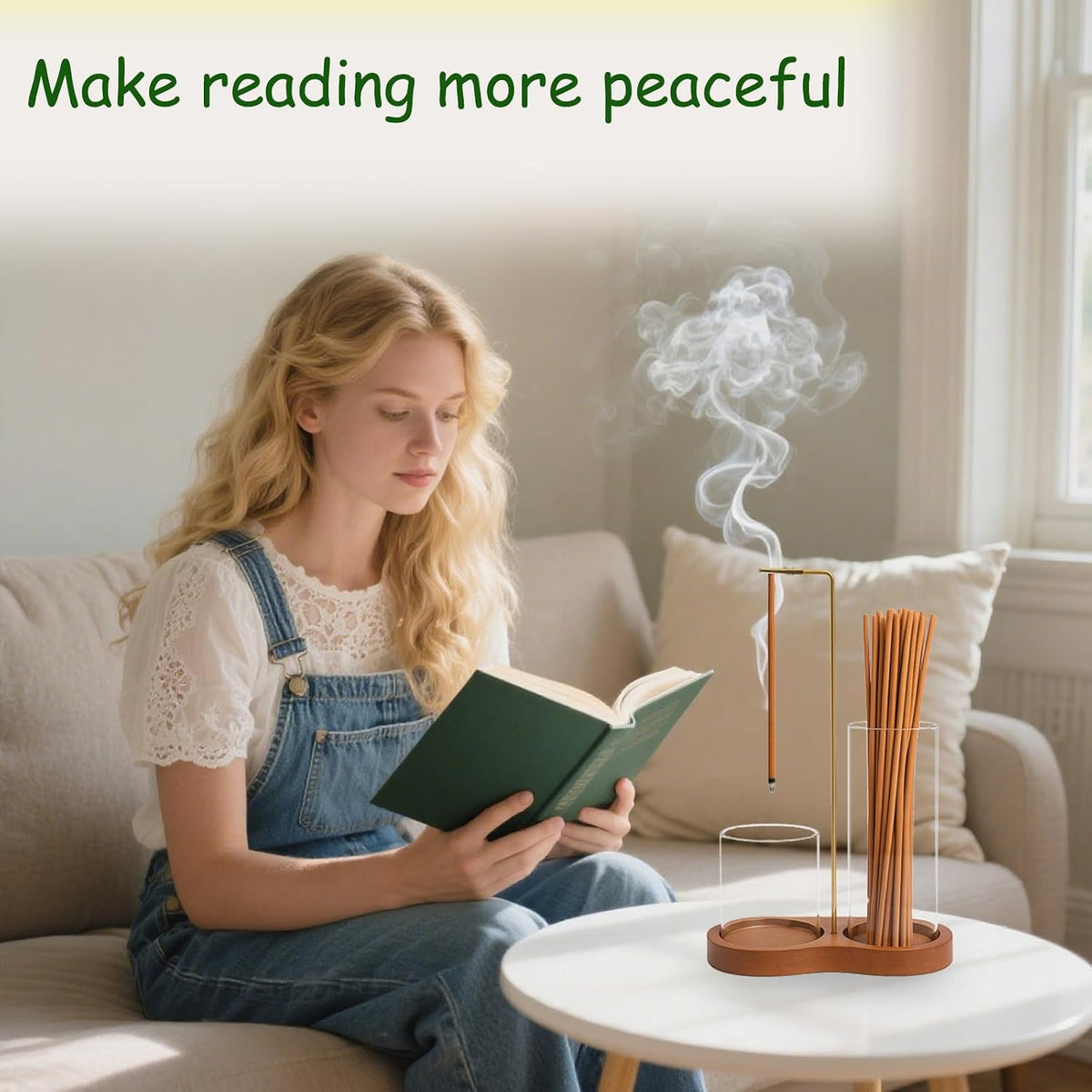 Incense Holder, 2 in 1 Insence Stick Holder, Incense Burner Holder with Storage, Incense Holder for Sticks with Removable Glass Ash Catcher for Yoga, Spa, Meditation, Wooden Home Decor