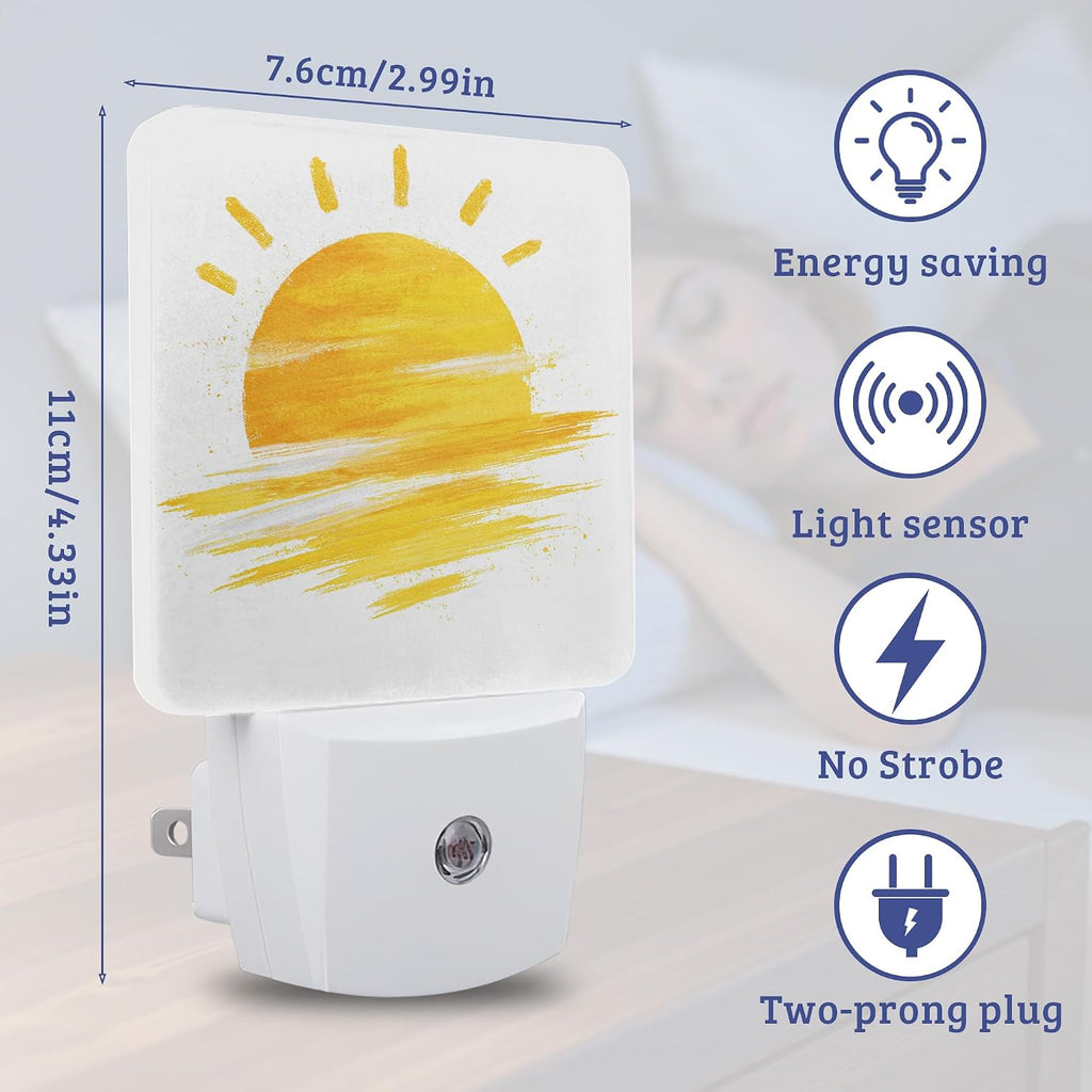 Boho Sun Night Light with Dusk to Dawn Light Sensors, Plug-in Wall Led Night Lights, Energy Efficient Lamp for Bedroom,Bathroom,Kitchen,Hallway,Stairs, Gifts Ideal for Girls Women