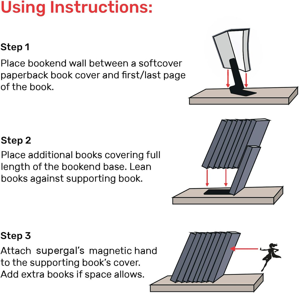 Decorative Bookends - Supergal 2X- Heavy Duty Metal Book Ends for Shelves